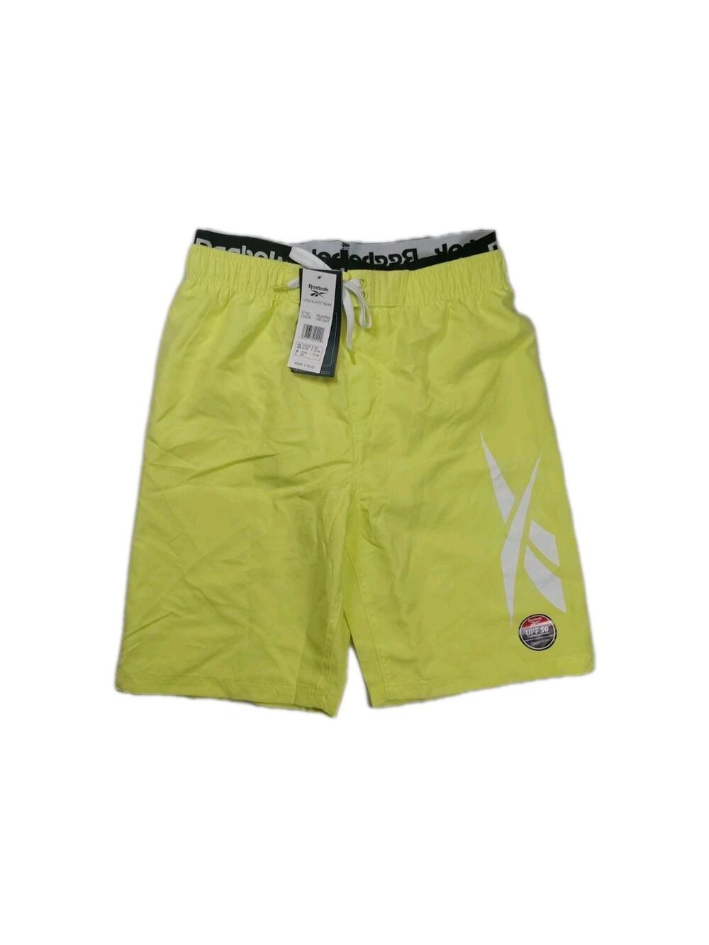 Reebok Swim Trunks Boy's Size L UPF 50 Mesh Lining NEW Light Lime Color